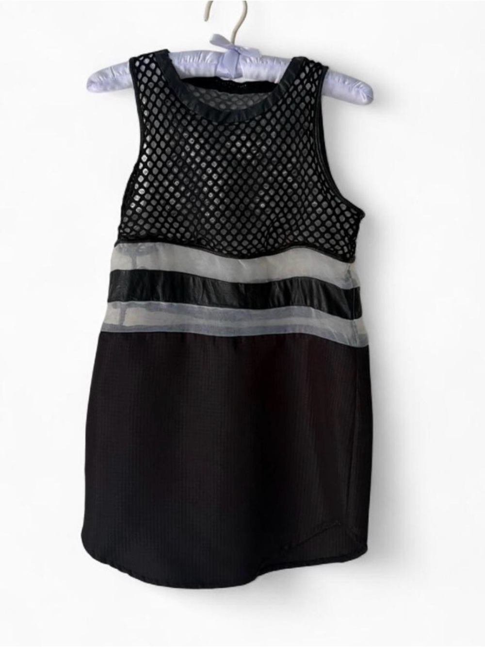 Endless Rose Black Mesh Dress with Sheer Stripe Detail